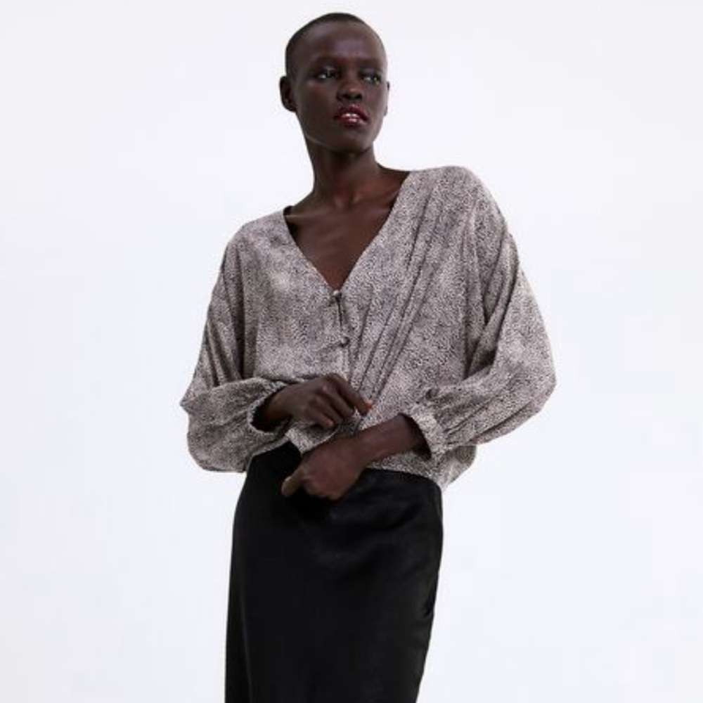 Zara printed blouse with buttons